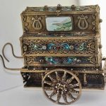 Antique Sterling Swiss Enamel & Jeweled Music Box