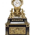 An attractive and important French Louis XVI ebonized and ormolu sculptural quarter striking mantel clock on music box, Glaesner A Lion, circa 1770