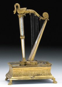 An Ormolu Harp Shaped Music Box