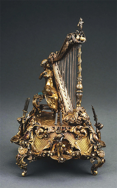 European Silver Harp Music Box